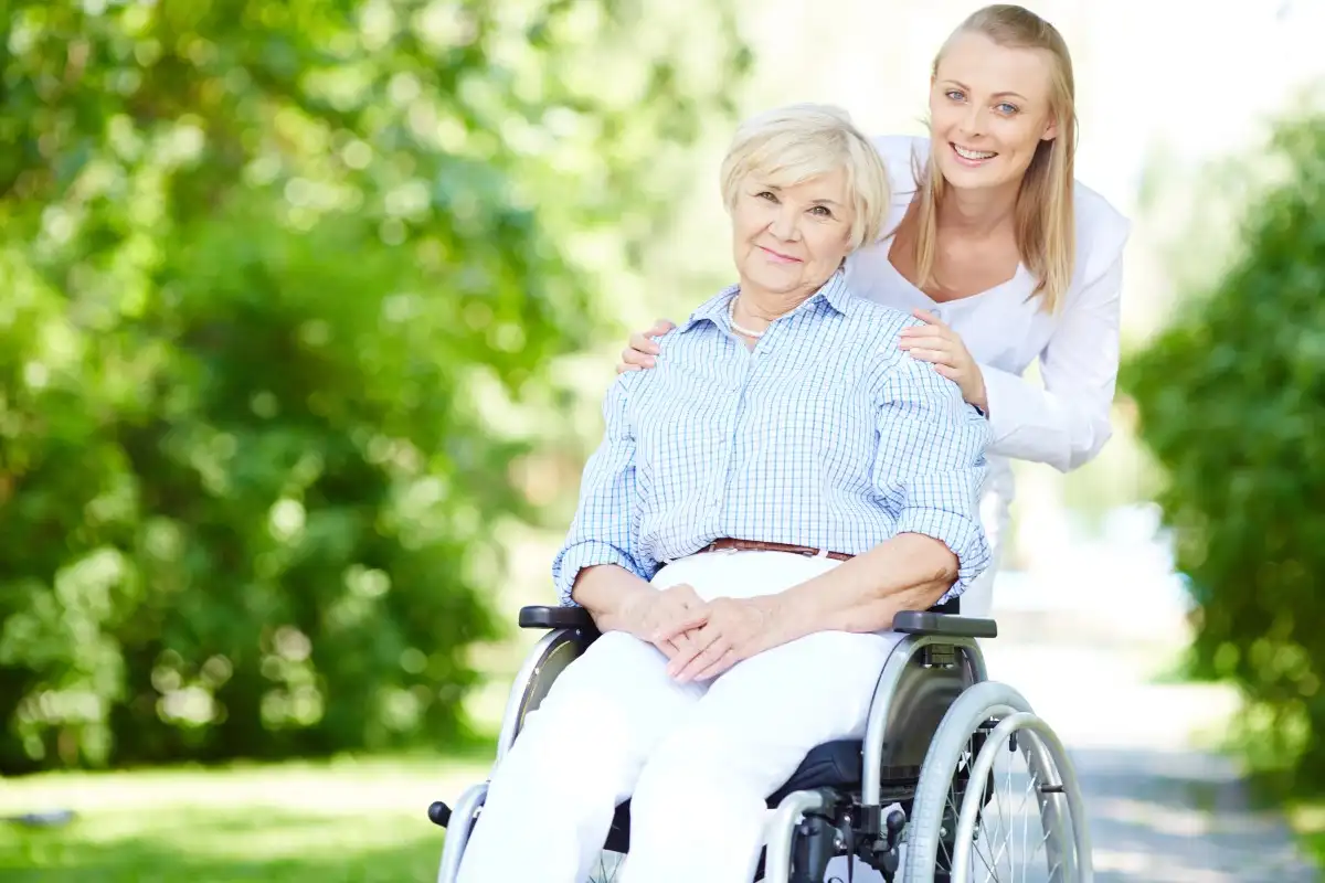 Image shows care assitant gives the love and care to the patient